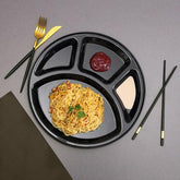 12 Pc Pack Melamine Ware Mess Round Tray, Four Compartment,